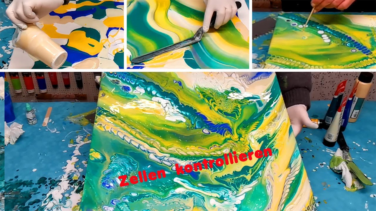 Acrylic Pouring / Zellen kontrollieren! Schritt für Schritt Anleitung!