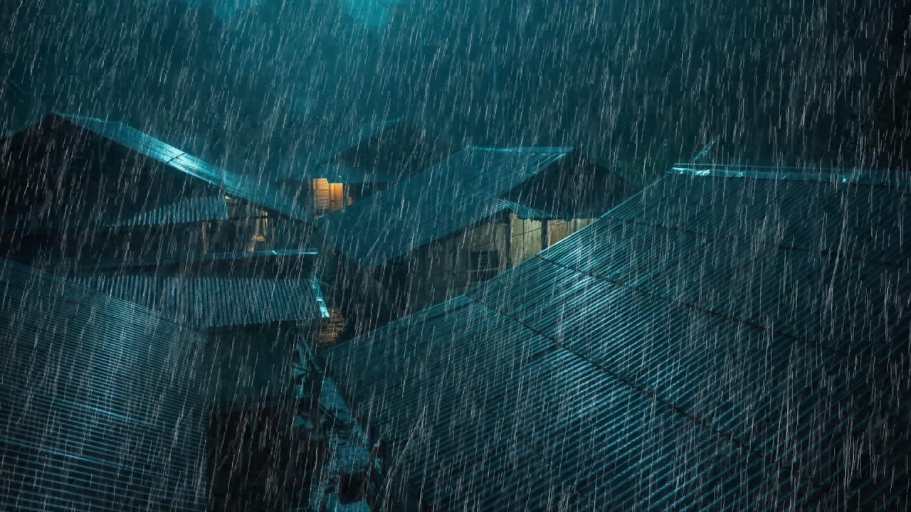 No Ads Rain Sounds for Sleeping - ASMR Strong Night Rain On Tin Roof for Mind Relaxation