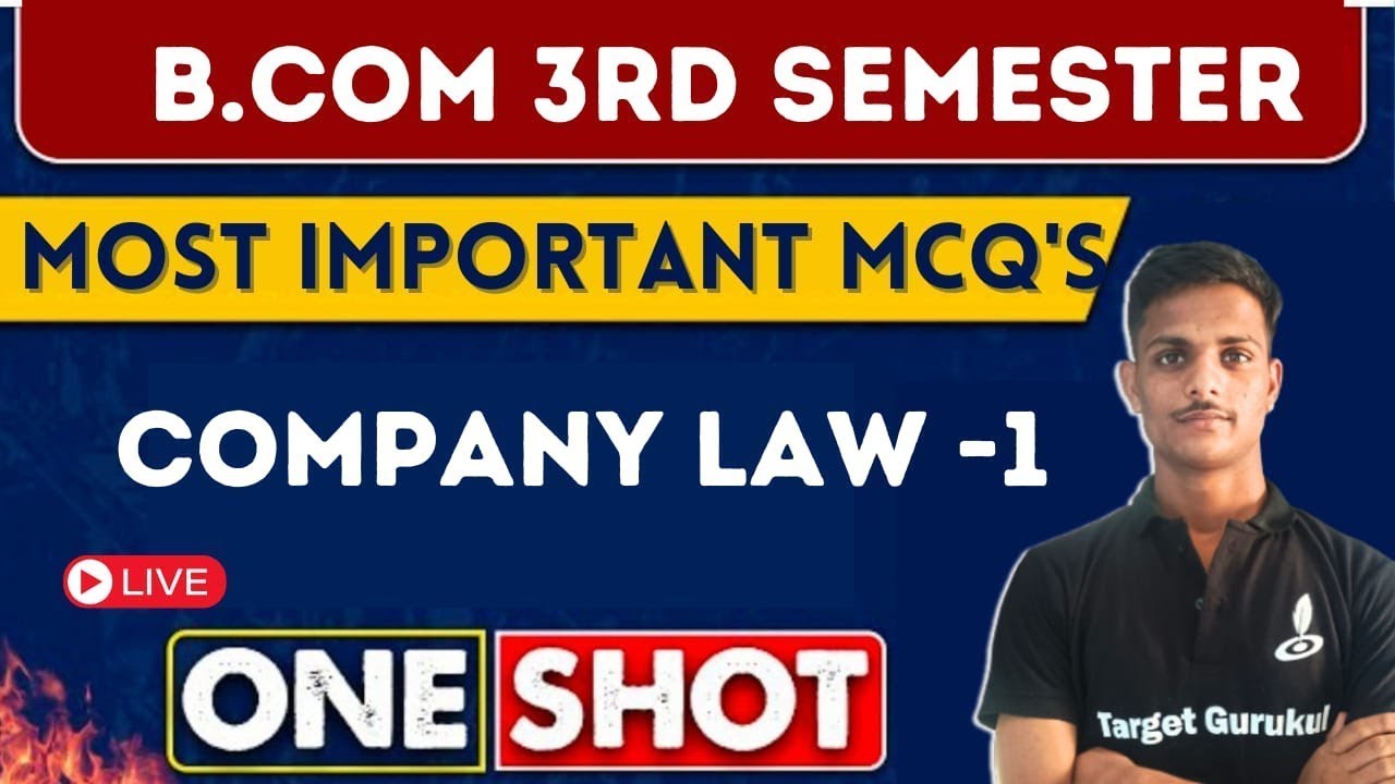 Most Expected Questions Of Company Law | B.Com 3st Semester Exam |MCQ's | Paper | DDU