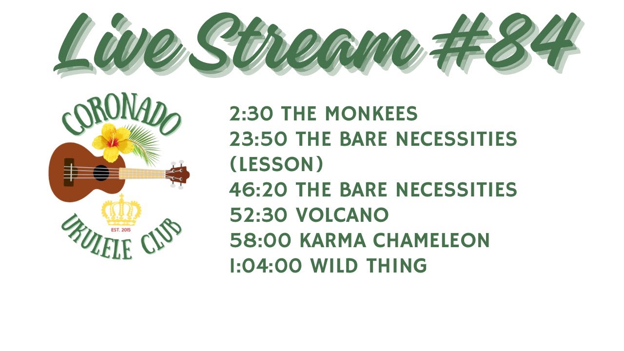#84 Coronado Ukulele Club live stream practice 2/23/26