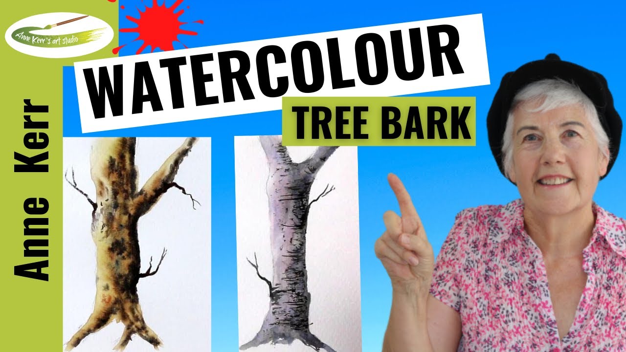 How To Paint Tree Bark in Watercolour. (step-by-step). Wet in wet & wet on dry methods. by ANNE KERR