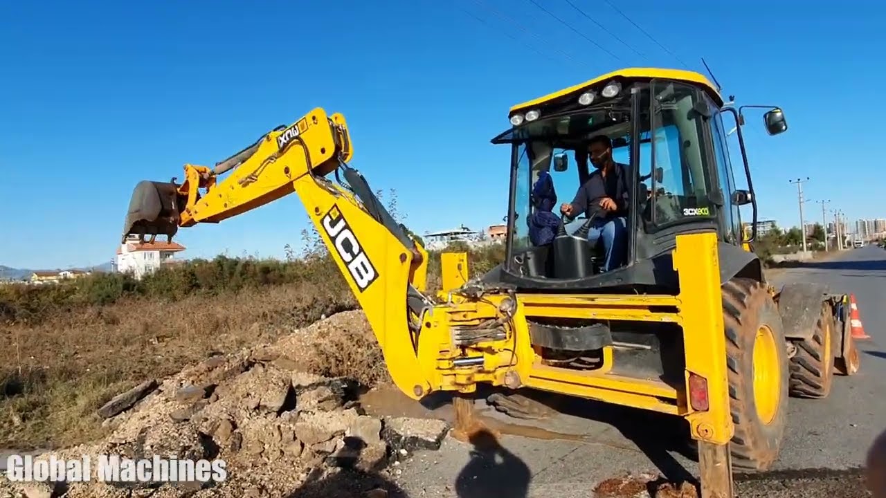 Jcb 3 cx The water exploded again Construction and Work Machines Crazy Operator Is Very Crazy