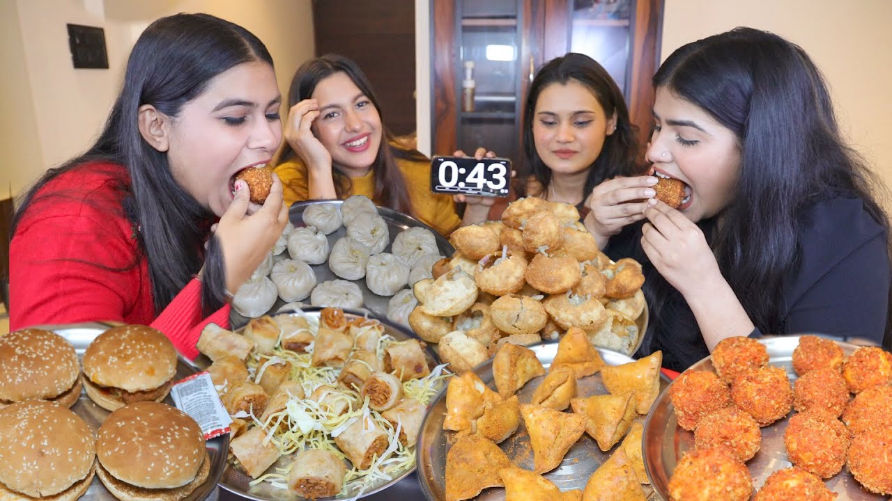 Guess The Food Challenge | Golgappa, Momos, Spring Roll, Samosa, Burger and Kurkure Momos Challenge