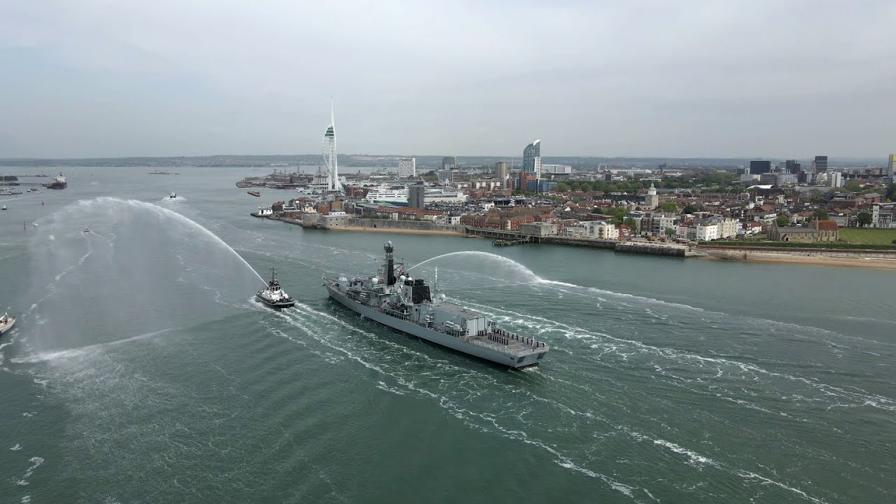 HMS Iron Duke (F234) inbound to Portsmouth Harbour
