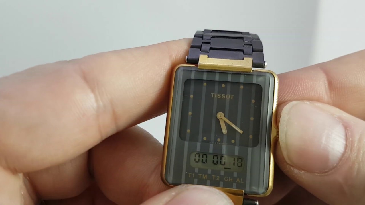 c1988 Tissot TwoTimer 'Pyjama' men's vintage analogue digital watch