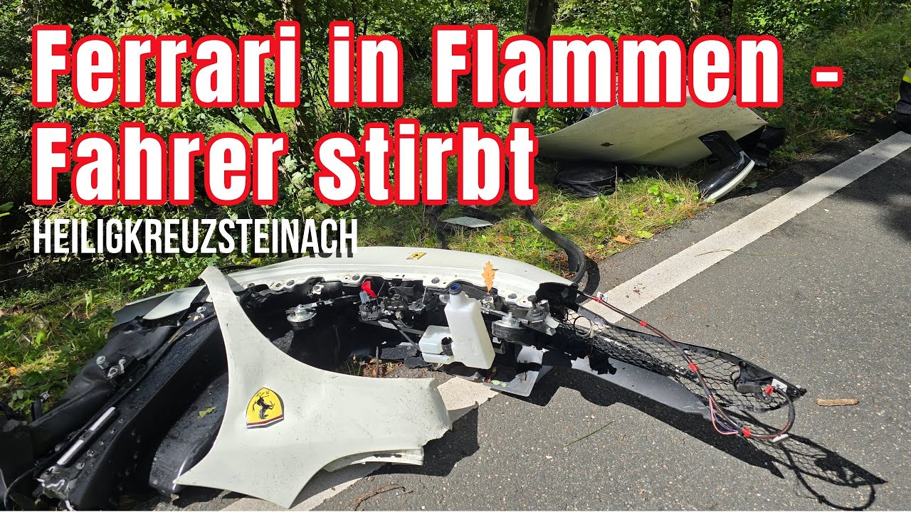 Ferrari in Flammen: Fahrer stirbt nach Unfall im Odenwald