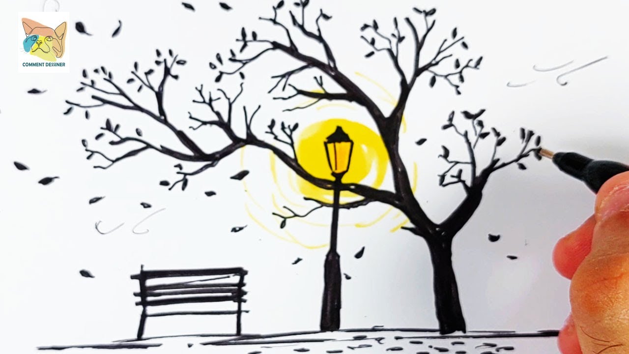 comment dessiner un paysage d'automne