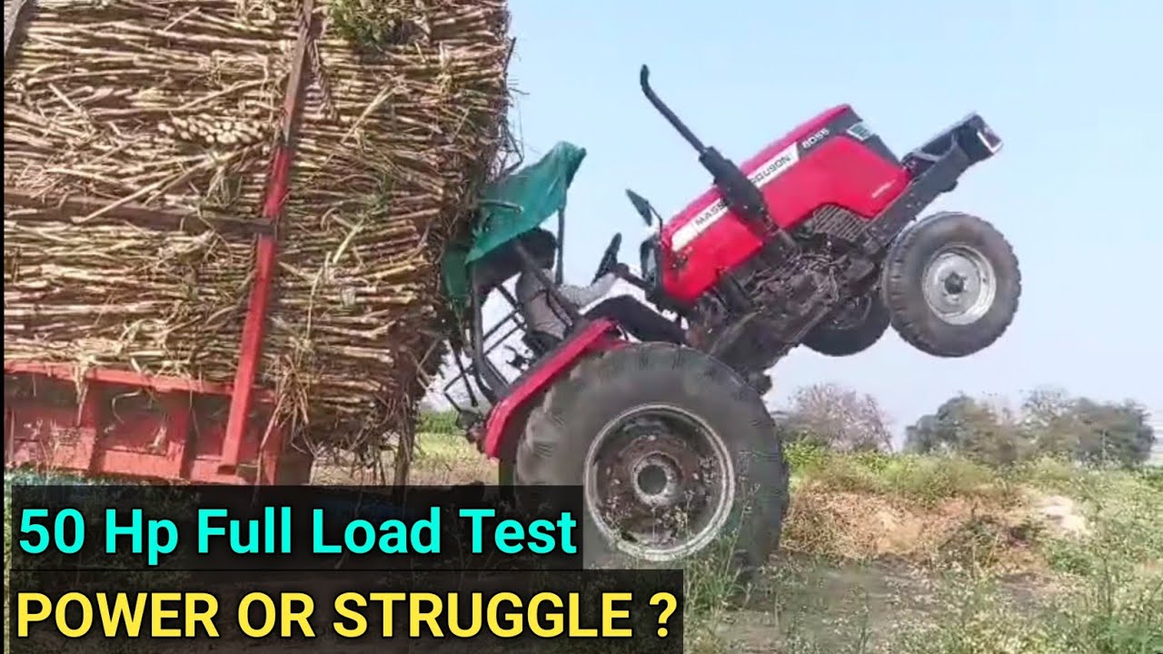 Can Massey 8055 Pull Fully Loaded Sugarcane Trolley Real Power Test
