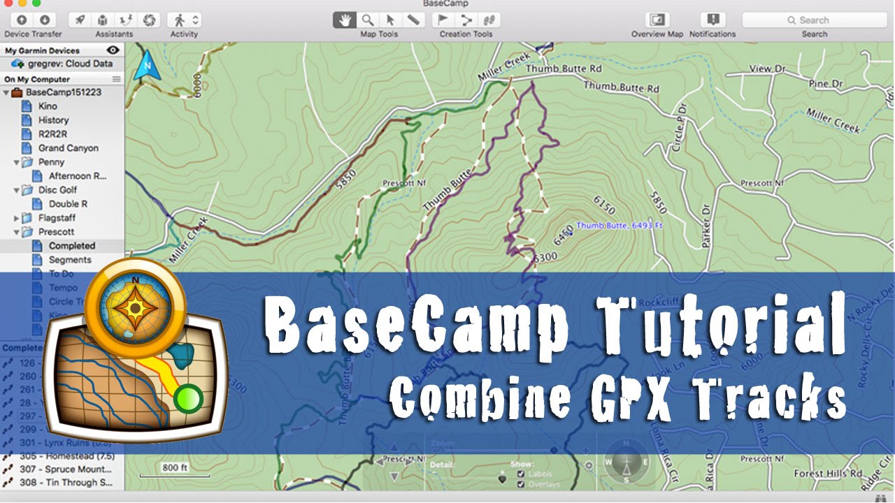 How to combine GPX tracks in Garmin BaseCamp