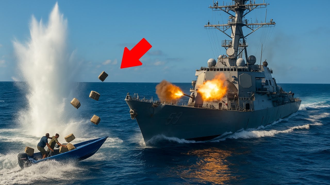 US Navy Destroyer OPENS FIRE on $58M Drug Boat &ndash; NO ESCAPE...