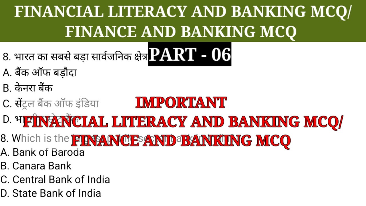 6 Financial literacy and banking mcq | Finance and Banking mcq | Banking Awareness mcq