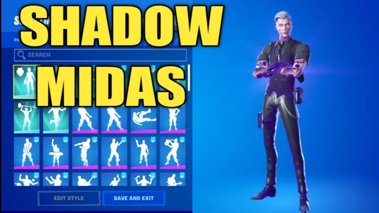 NEW* SHADOW MIDAS style with ALL Fortnite dances & Emotes ( Fortnite battle Royale