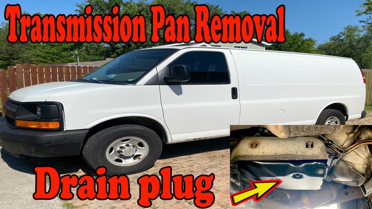 Снятие поддона коробки передач Chevy Express Van, GMC Savana и установка нового поддона сливной п...