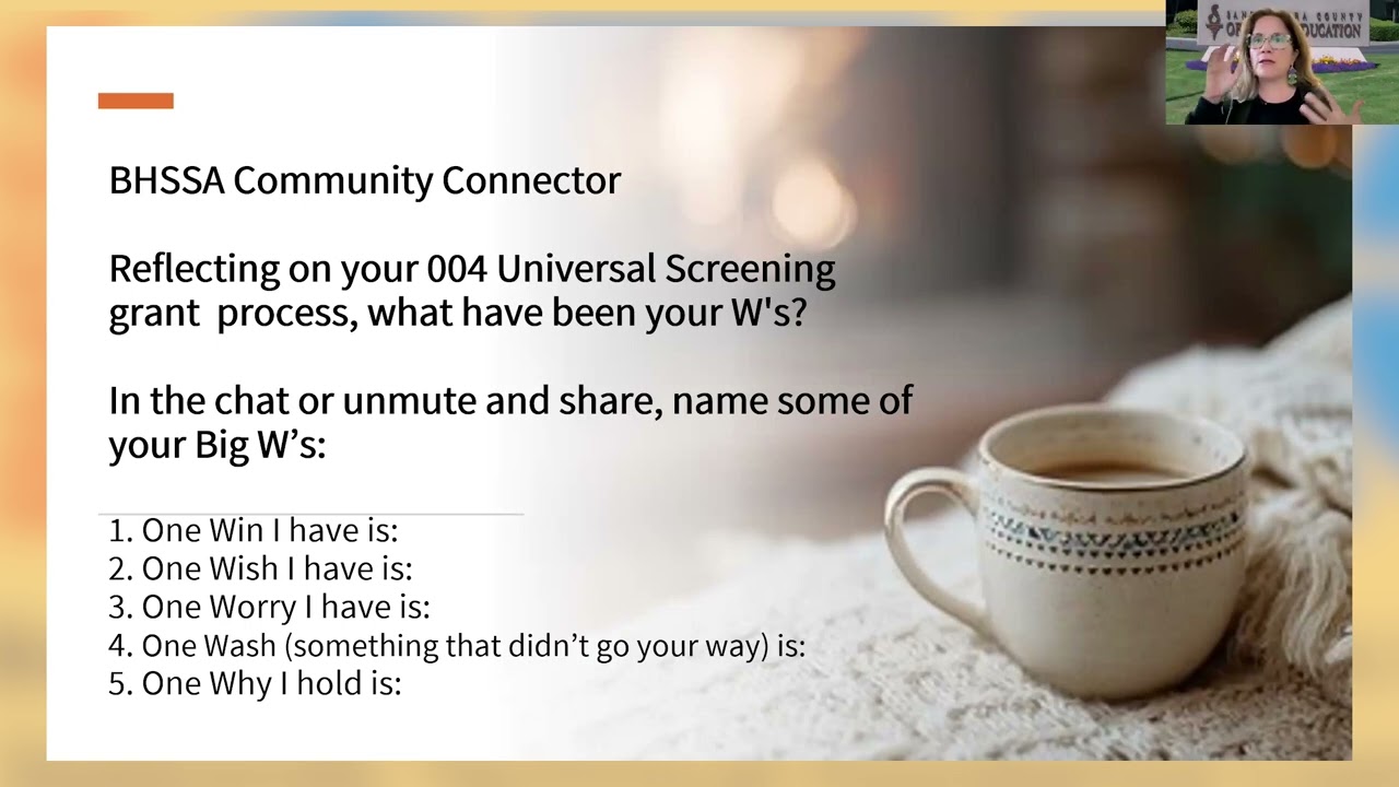 Screening & Supporting: A Learning Collaborative for the Nine BHSSA Universal Screening Grantees