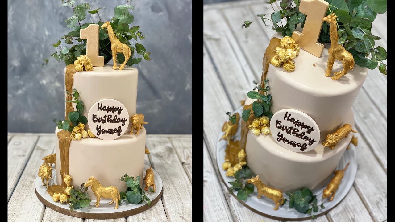 Gold Safari Cake | Bottom Tier Dummy Cake