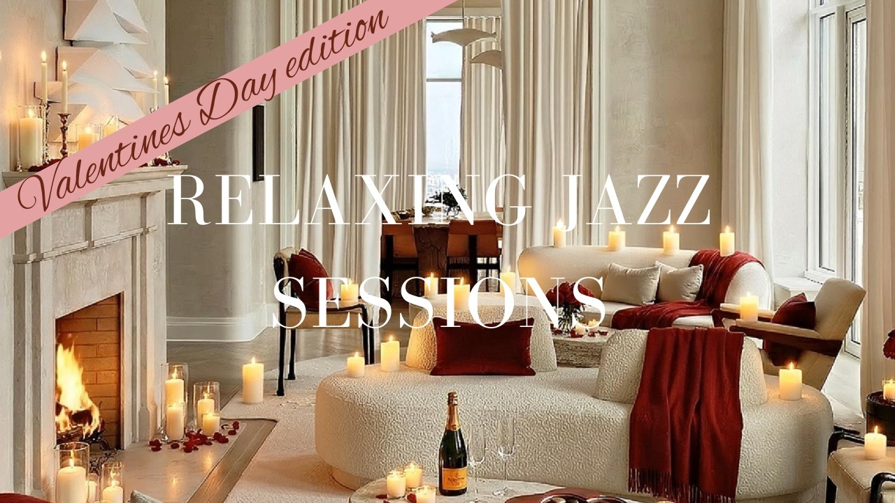 ✨ Valentine’s Jazz Night | Cozy Living Room Ambience with Fireplace & Winter Views 🎷🔥❤️