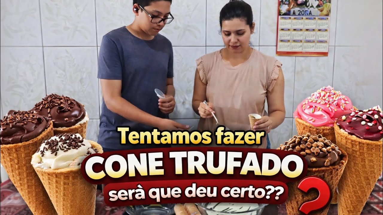 Tentamos fazer  cone trufado, será que deu certo??