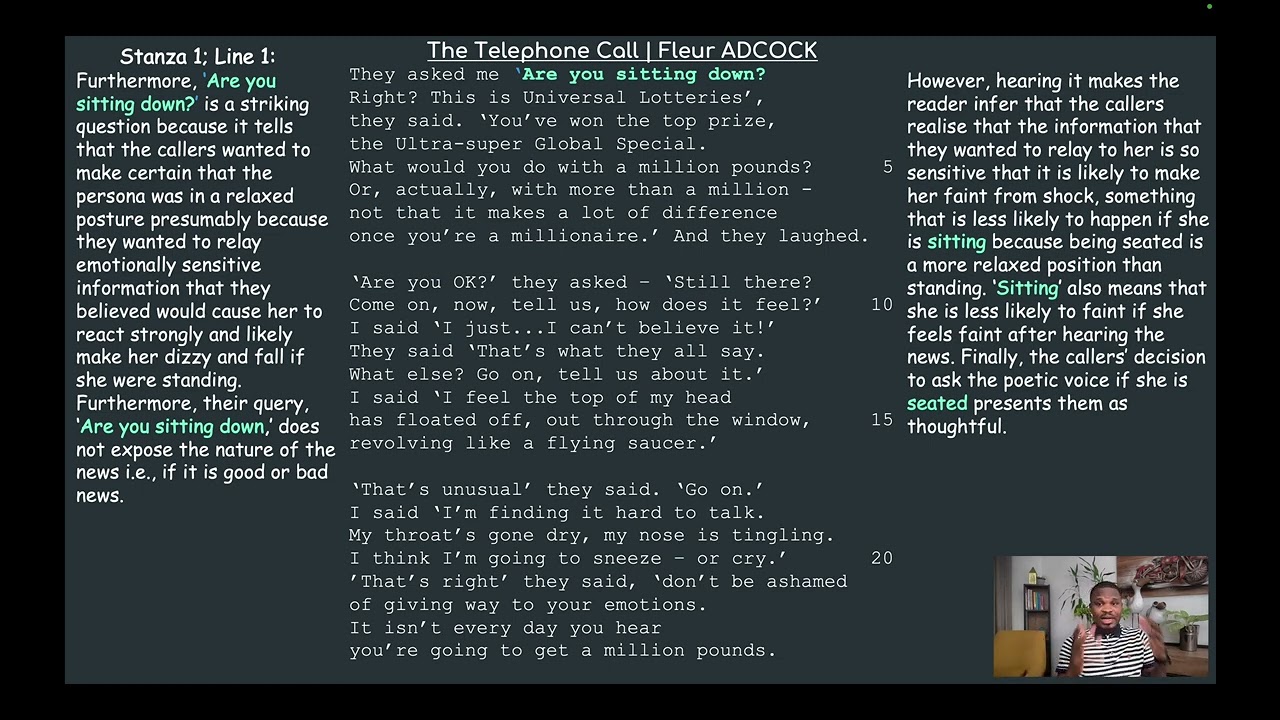'THE TELEPHONE CALL' ANALYSIS — FLEUR ADCOCK | #GCSE #IGCSE