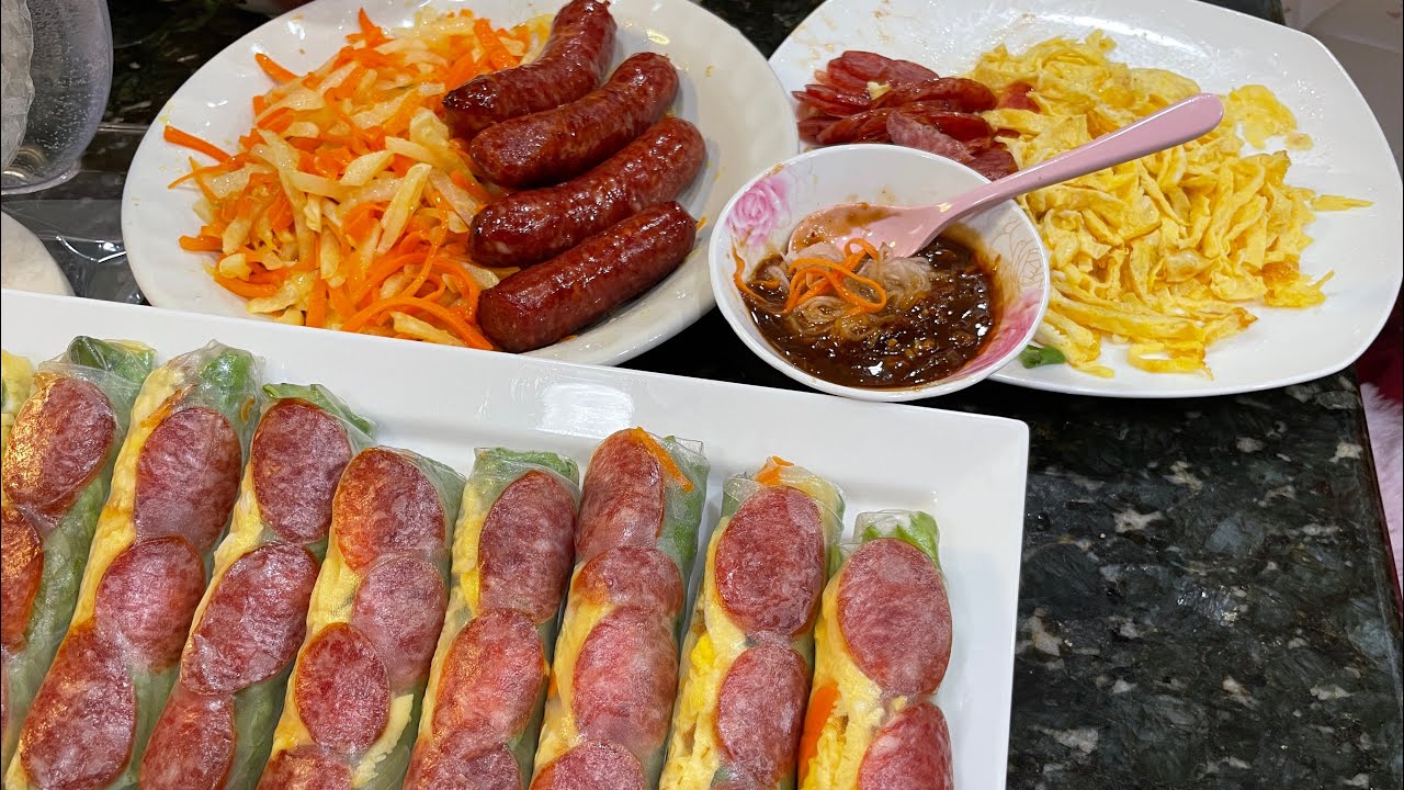 Cách làm Bò Bía ngon chuẩn vị  y như ở Vietnam.  How to home make Vietnamese spring roll.