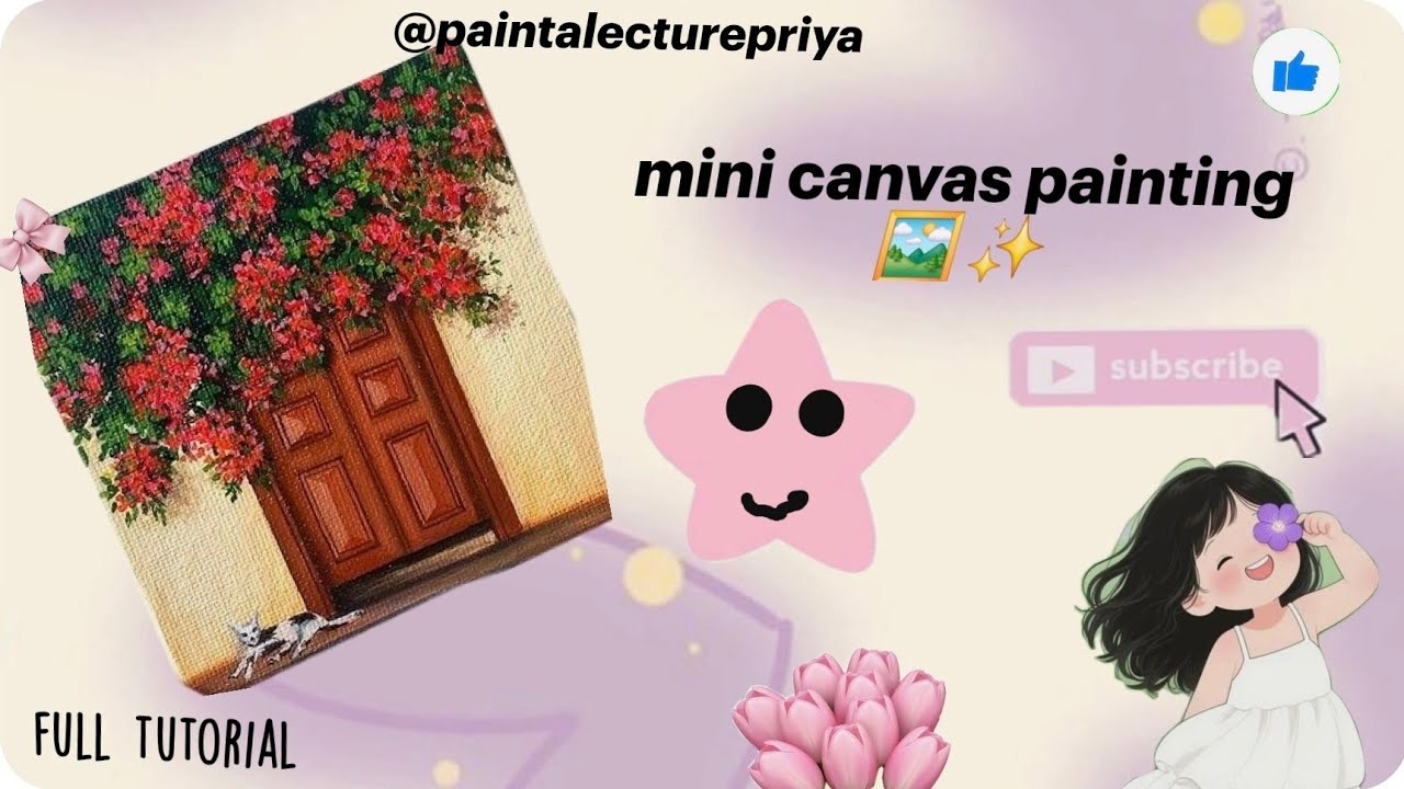 I recreate @PaintellectualPriyA beautiful mini canvas painting you can try it to ✨️💗💖💯😭🤌💓