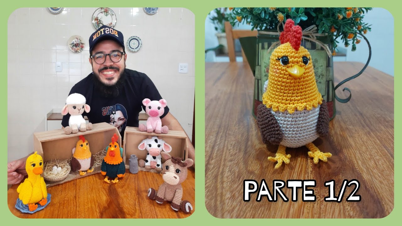 Galinha Amigurumi Passo a Passo - Coleção Fazendinha do Ti (Parte 1/2) #tiagoamigurumi