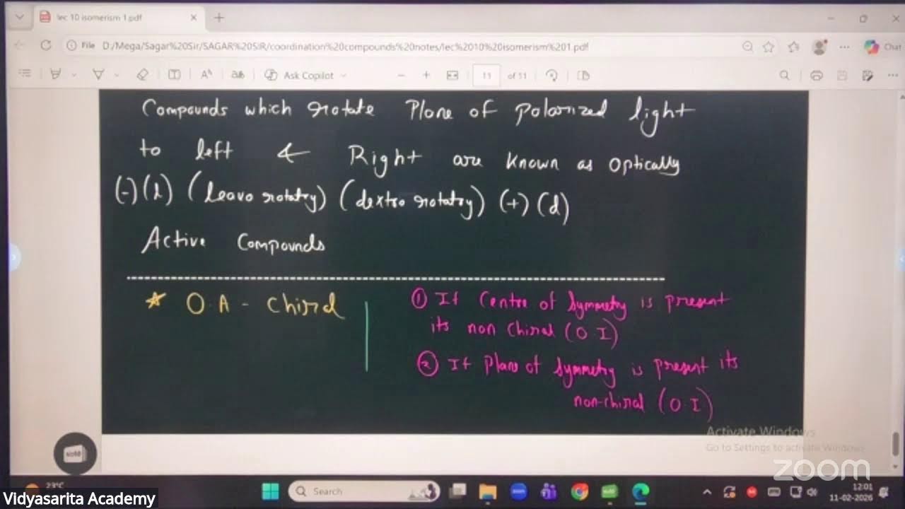 Coordination compounds L 15 | 11-02-25 | Sagar Sir | Chemistry11th B2 JEE |  VSA