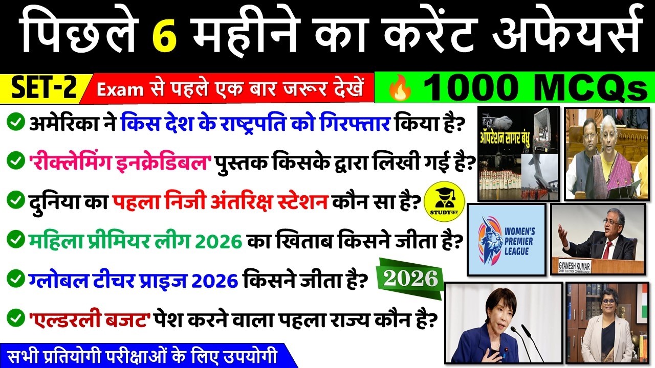 Last 6 Months Current Affairs 2026 | Feb 2026 Current Affairs | Monthly Current Affairs 2026 | SSC