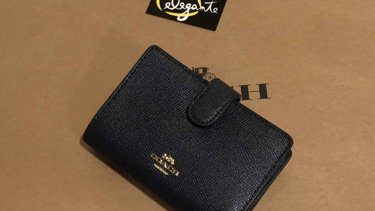 Coach Medium crossgrain corner zip wallet midnight