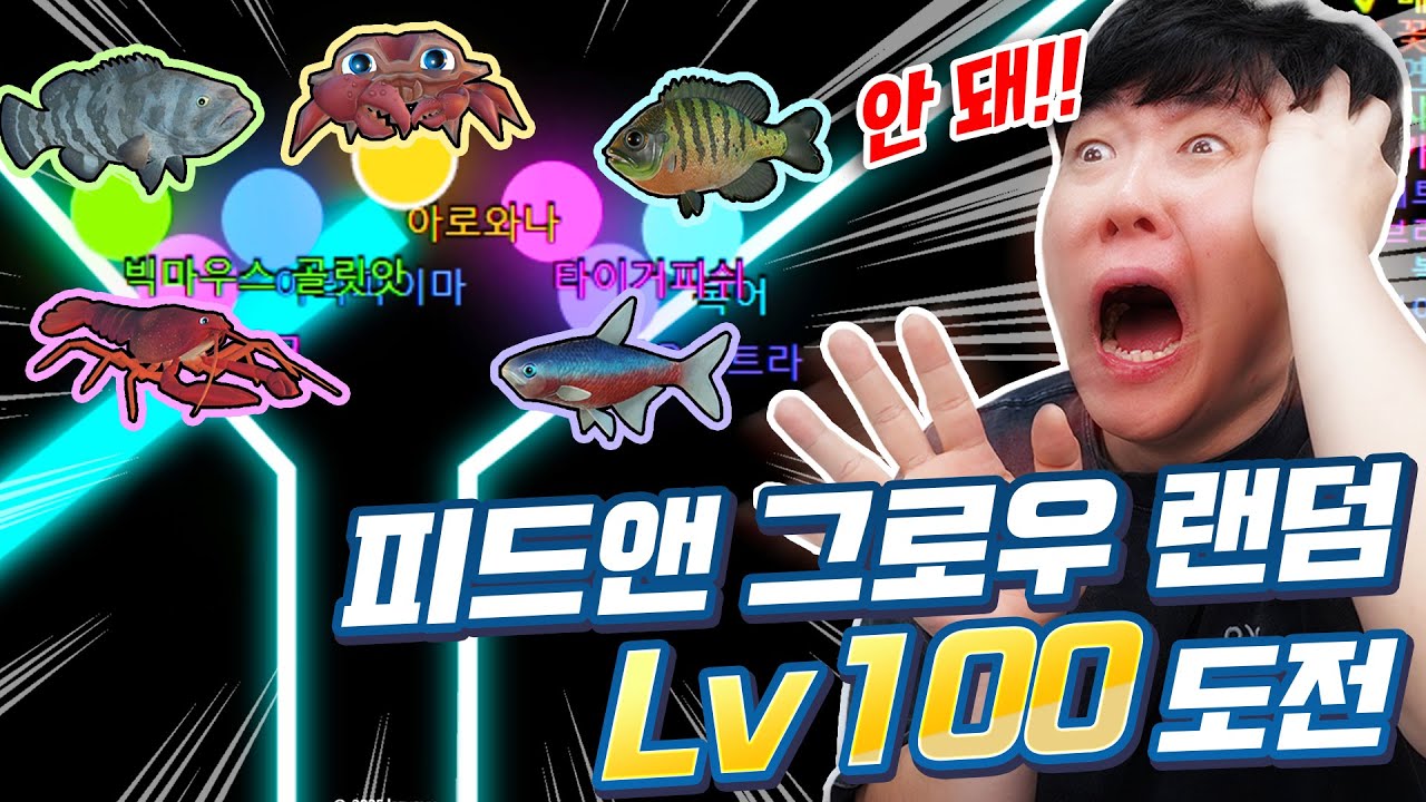 이번엔 피드앤 모든 물고기 랜덤 룰렛 100레벨로 갑니다!! 정어리는 안 돼!!!!!!!