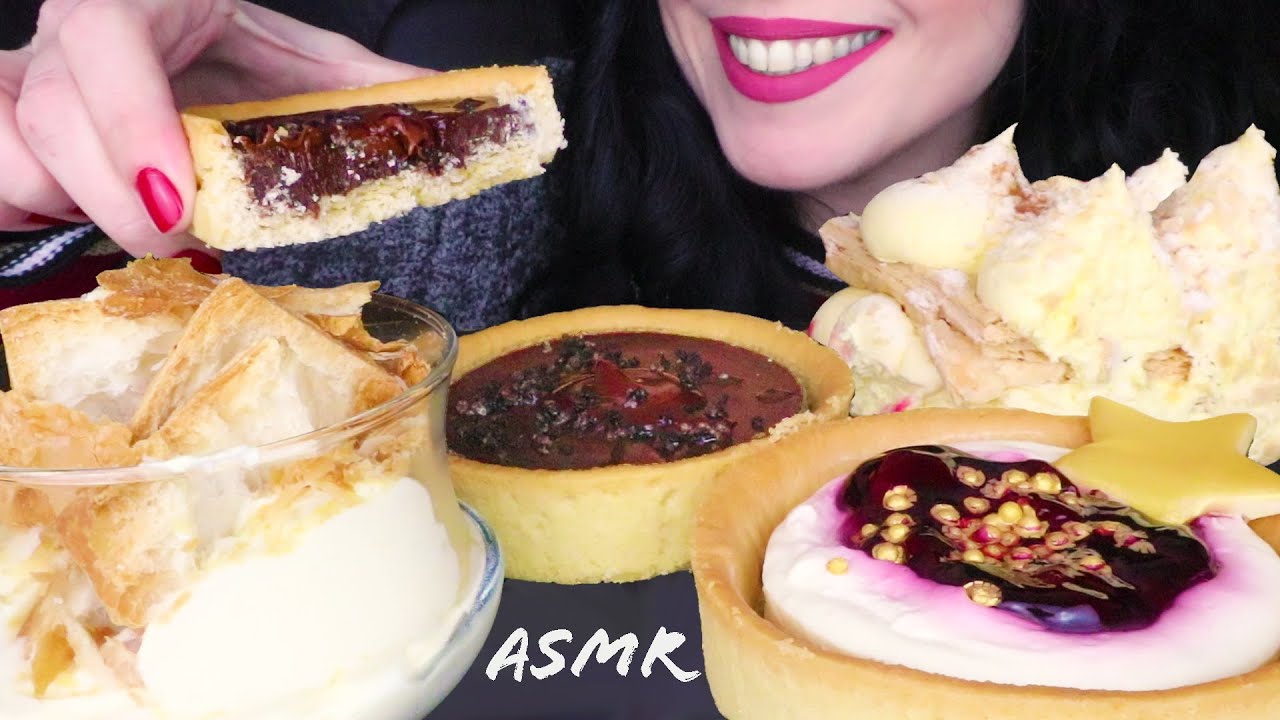 CHEESECAKE, CHOCOLATE TART & MILLE FEUILLE 🍰 | Whispering | ASMR Mukbang - 먹방 | Real Eating Sounds