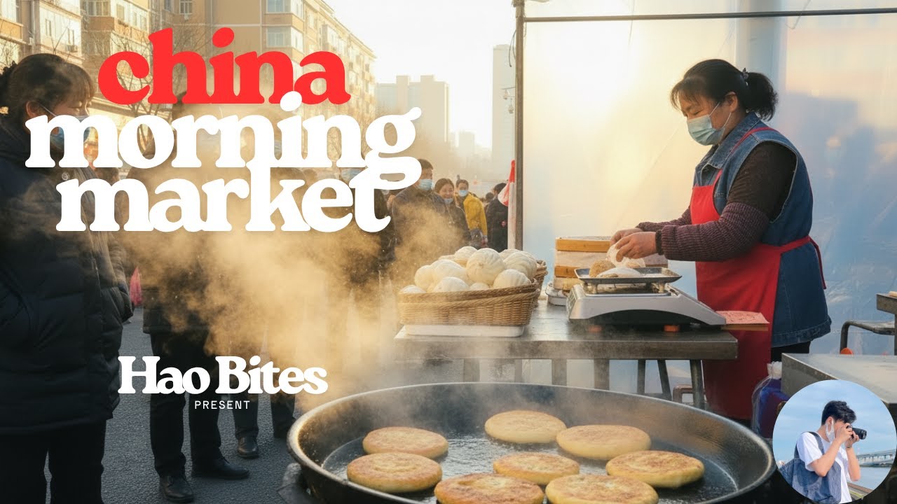 China Morning Market Tour | Hot Breakfast in &ndash;2&deg;C Northeast China | Local Food