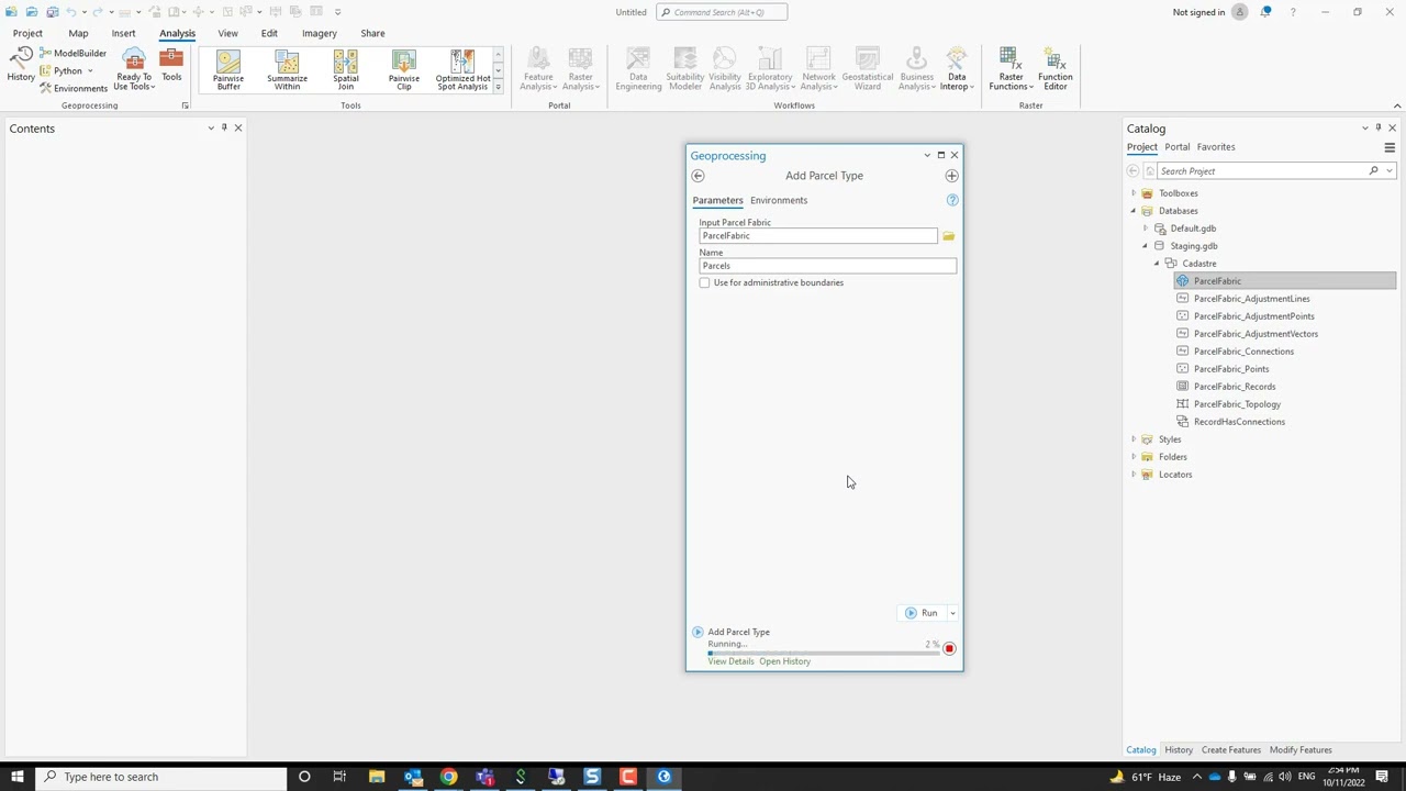 How to create a parcel fabric and add parcel types