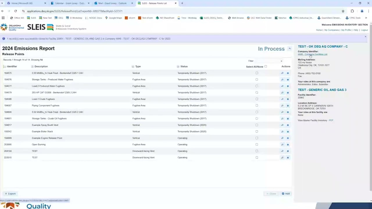 Cloning Air Emissions Inventory Records within SLEIS