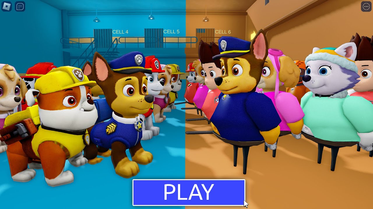 PAW PATROL Vs PAW PATROL BARRY in BARRY'S PRISON RUN! New Scary Obby (#Roblox)