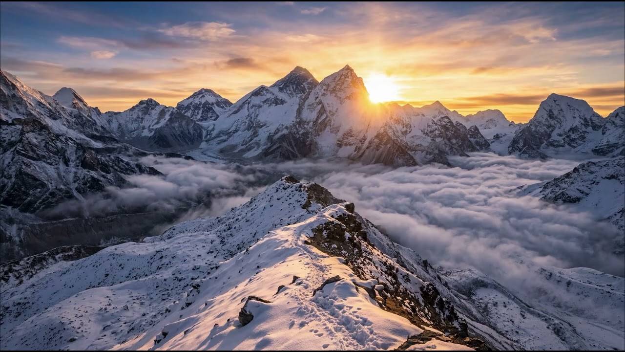 Peaceful Mountain Sunrise Above the Clouds | Relaxing Nature Scenery for Stress Relief & Calm