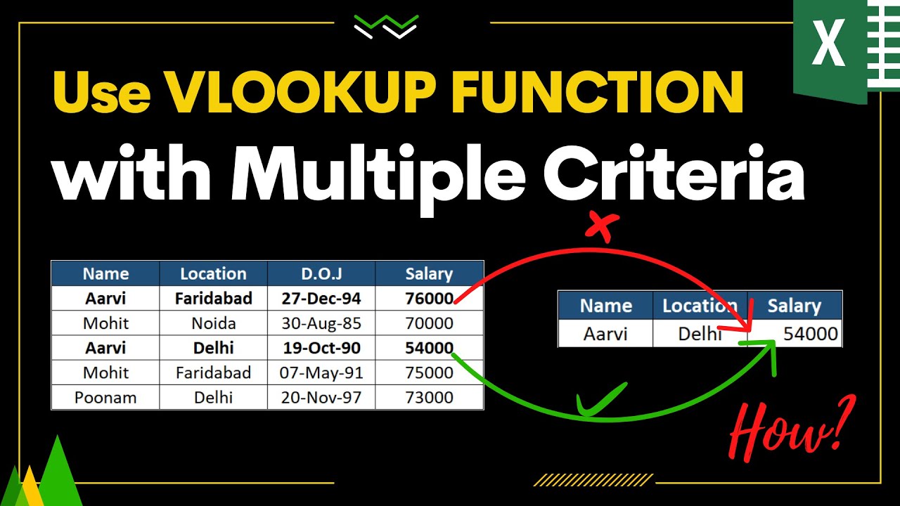 VLOOKUP Formula with Multiple Criteria in Excel in Hindi | Vlookup multiple criteria #excelforindia