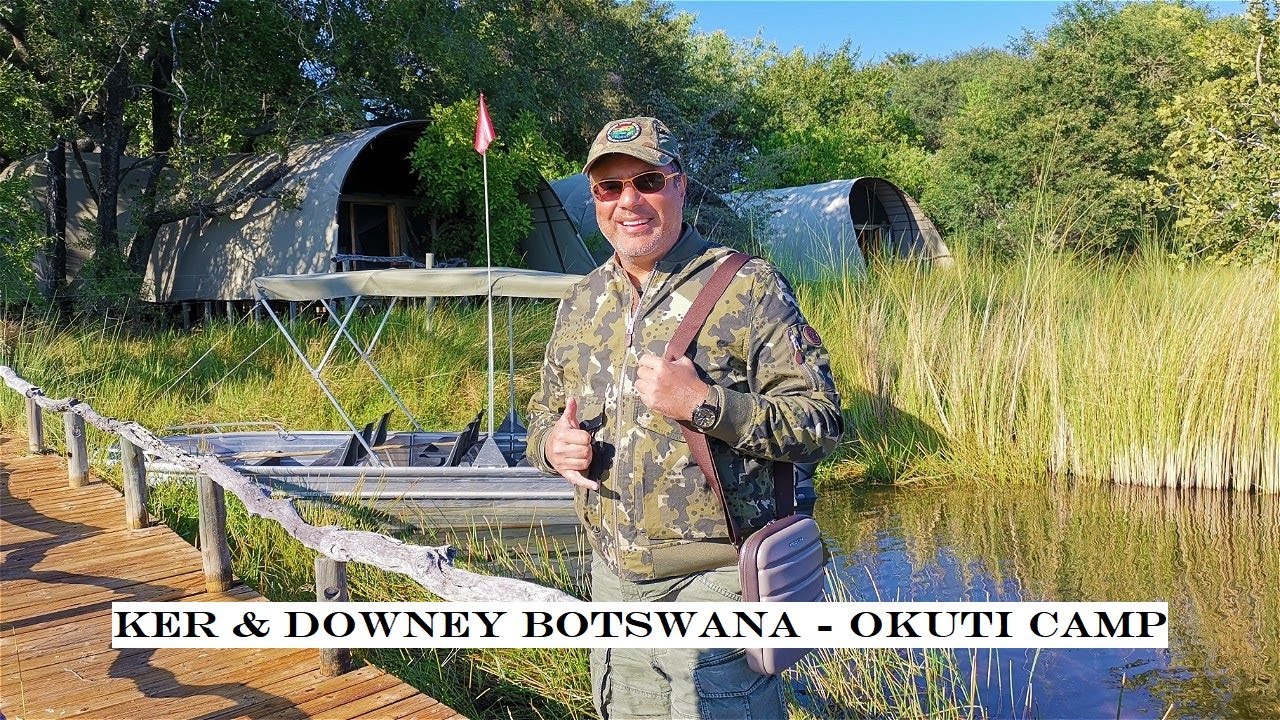 Luxury Safari at Ker & Downey Botswana Okuti Camp, Okavango Delta. Sublime Sunset & Leopard Sighting