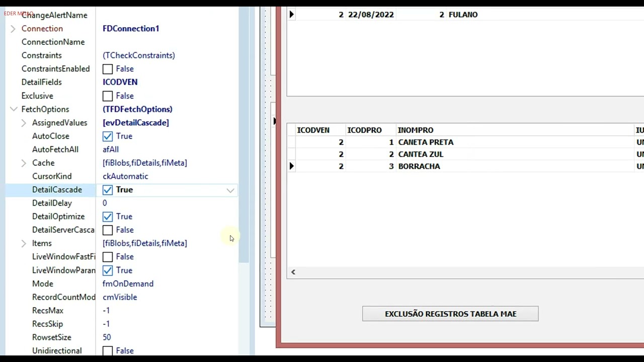 EXCLUSÃO MASTER DETAIL - FIREDAC - DELPHI 10.3