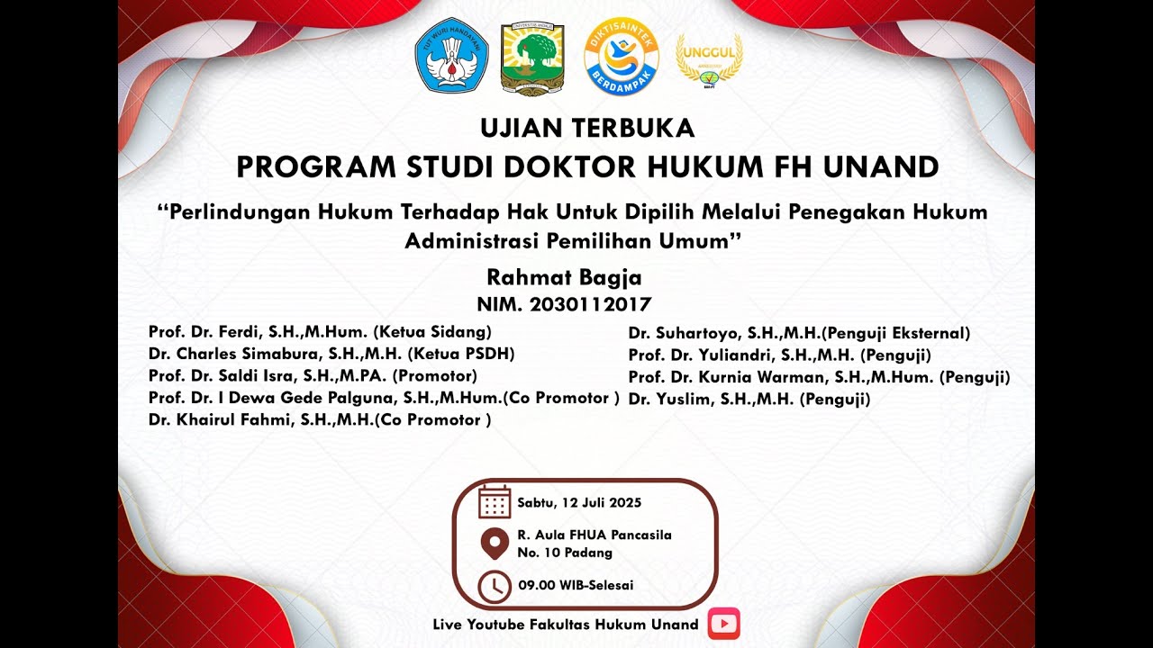 UJIAN TERBUKA PROMOSI DOKTOR HUKUM 