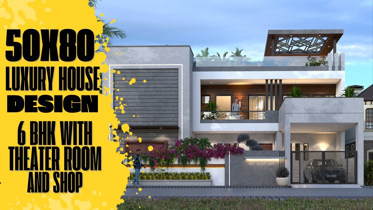 50x80 House Design 3D | 4000 Sqft Open Concept House Plan | 6BHK | 15x24 Meters | 445 Gaj
