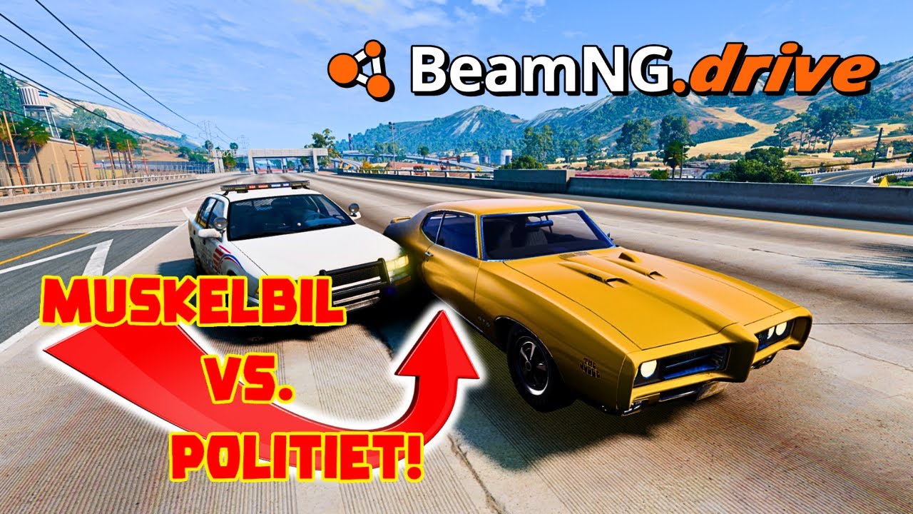Muskelbil Vs. Politiet i BeamNG.Drive mods PC Dansk