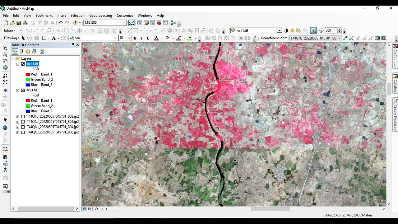 Creating FCC and NCC  from Sentinel 2A in ArcGIS, QGIS, and SAGA GIS