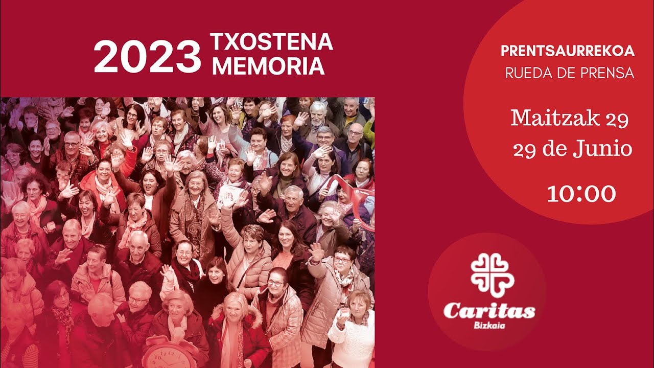 Presentación memoria 2023 de Caritas Bizkaia. Caritas Bizkaiko 2023ko memoriaren aurkezpena.