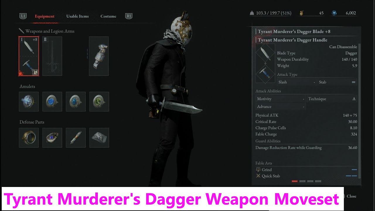 Lies of P:  Tyrant Murderer's Dagger Weapon Moveset, Super Fast DPS Machine.
