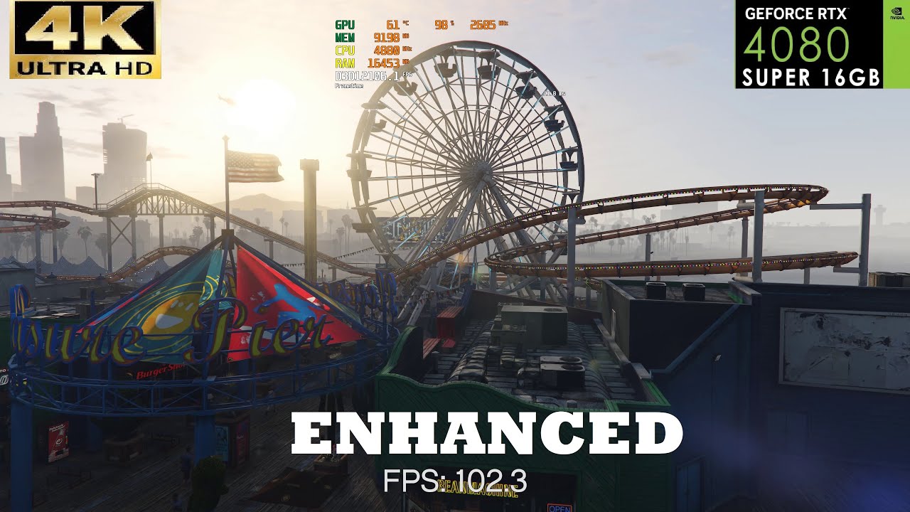 GTA V Enhanced (No DLSS) Benchmark with settings #4k #pc #pcgaming #rtx #benchmark