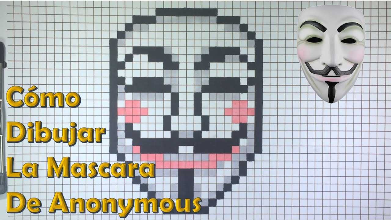 Cómo Dibujar la Mascara de Anonymous en 8-bit o Pixel Art! TUTORIAL PASO A PASO
