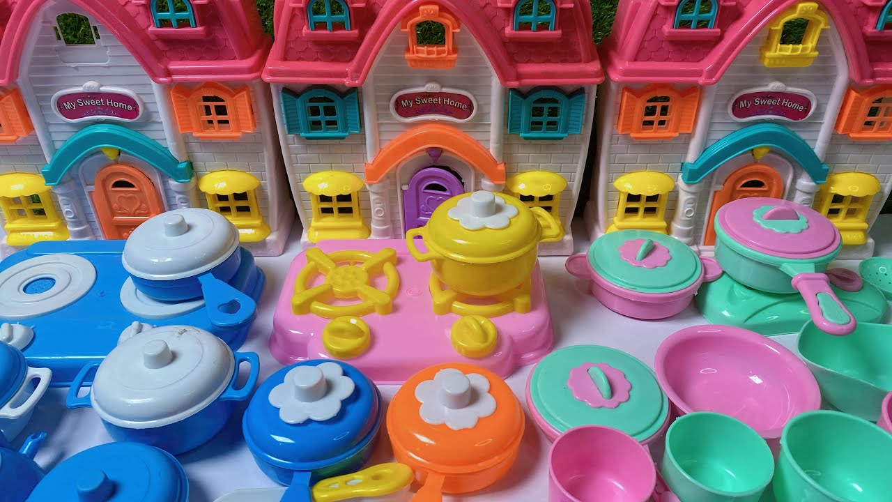 3 Toy Kitchen Sets & Small Doll Houses | Satisfying Pretend Cooking ASMR