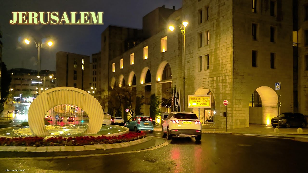 Rainy Night in Jerusalem.Driving in Israel 2025