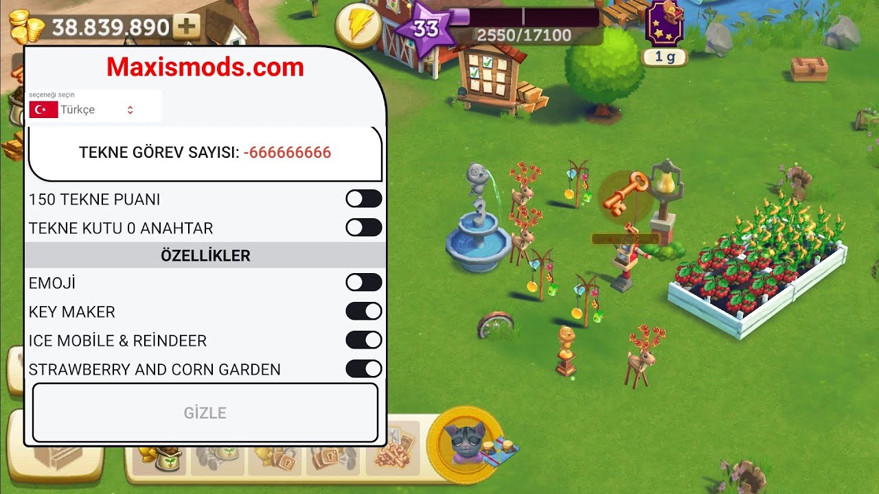 Farmville 2 Hile /Mod Menu Unlimited Boat Task & Key Maker &Ice Mobile & Reinder & Corn Garden
