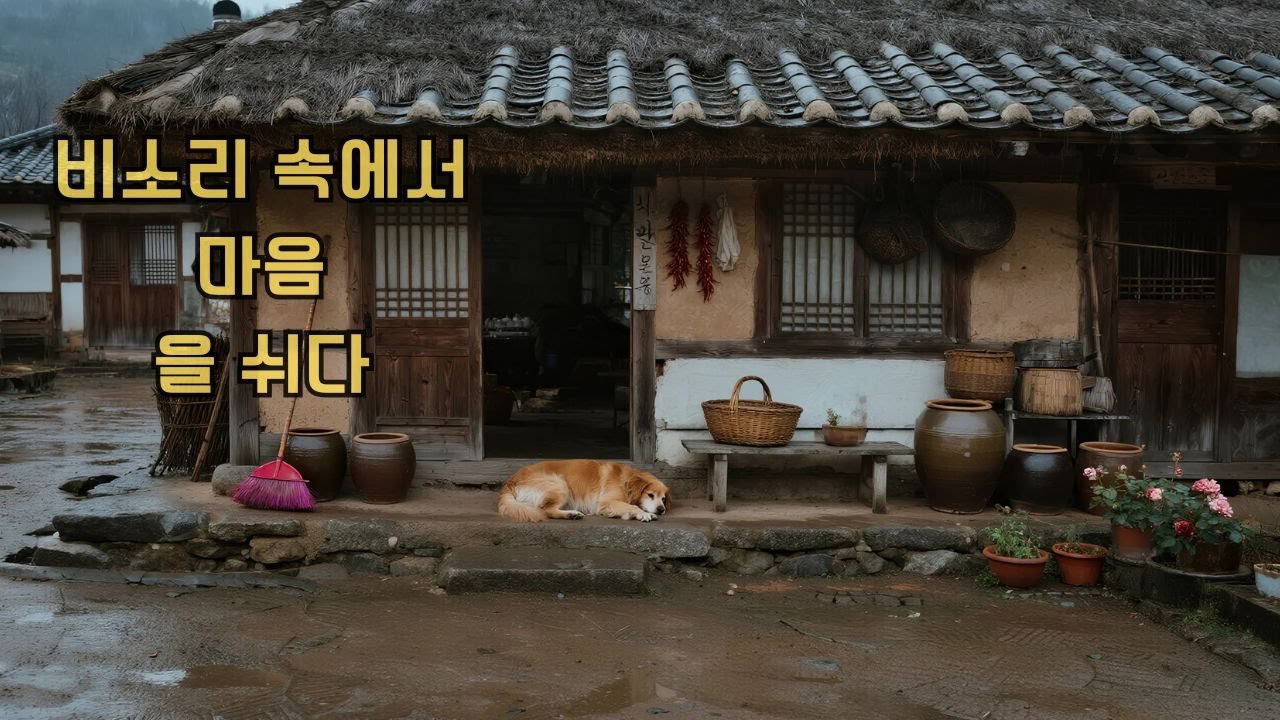 🐕맑은 빗소리, 한옥 처마 아래 잠든 강아지의 포근한 위로 | 숙면 ASMR